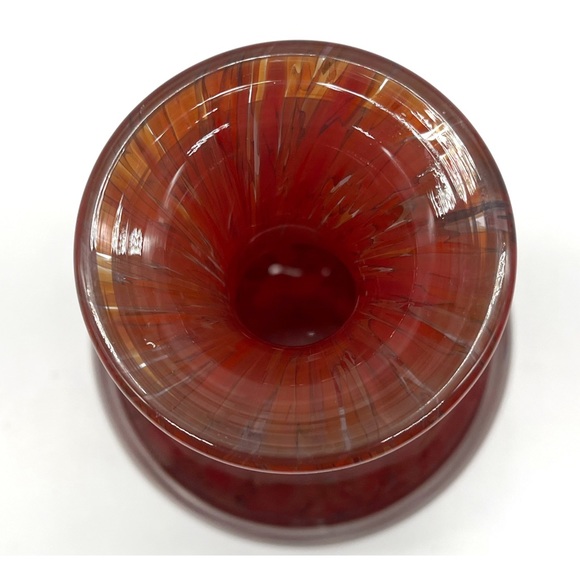 vintage bohemian czech glass Crystal vase Red Swirl Hand Cut Lead Crystal. - Picture 3 of 5